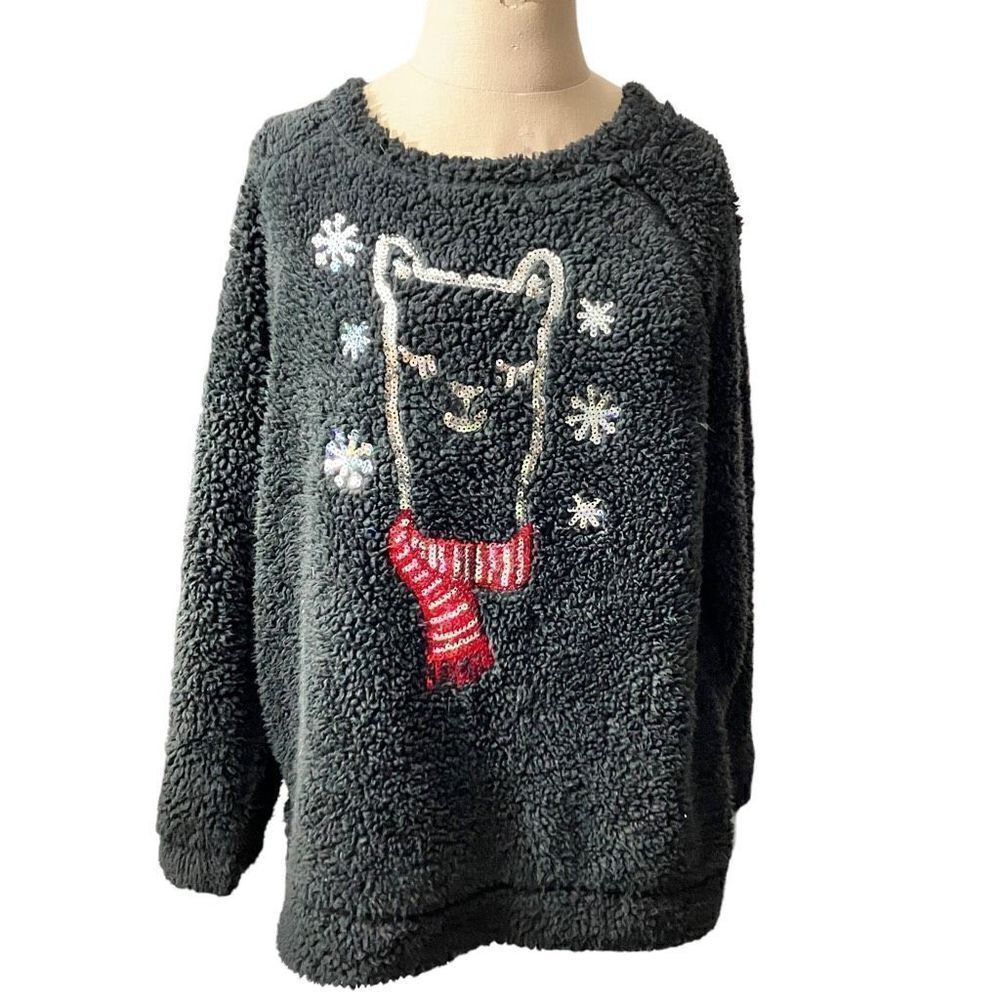 Faded Glory Silver Sequined Bear Top / SZ: L (12-14)